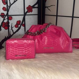 Michael Kors NOLA Clutch/Crossbody JET SET Medium CardCase Wallet 2pc Set